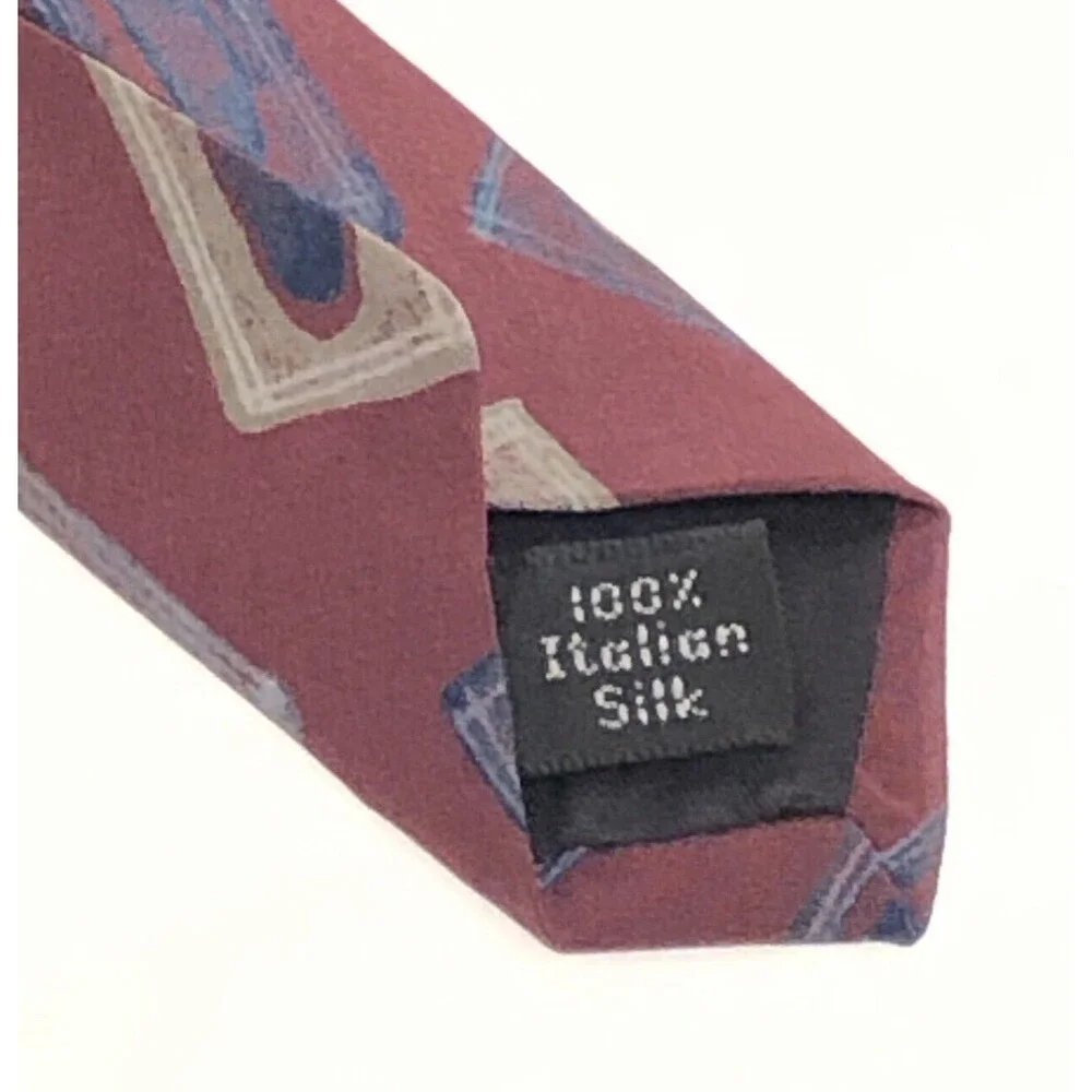 Gianfranco Ruffini Italy Neck Tie 100% Italian Silk 60” Long, Maroon Multi Color